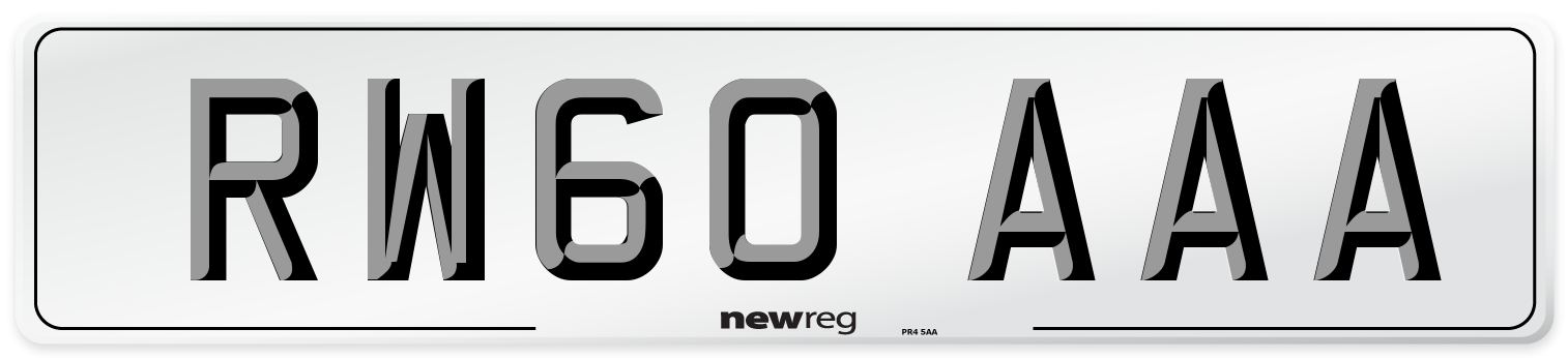 RW60 AAA Number Plate from New Reg
